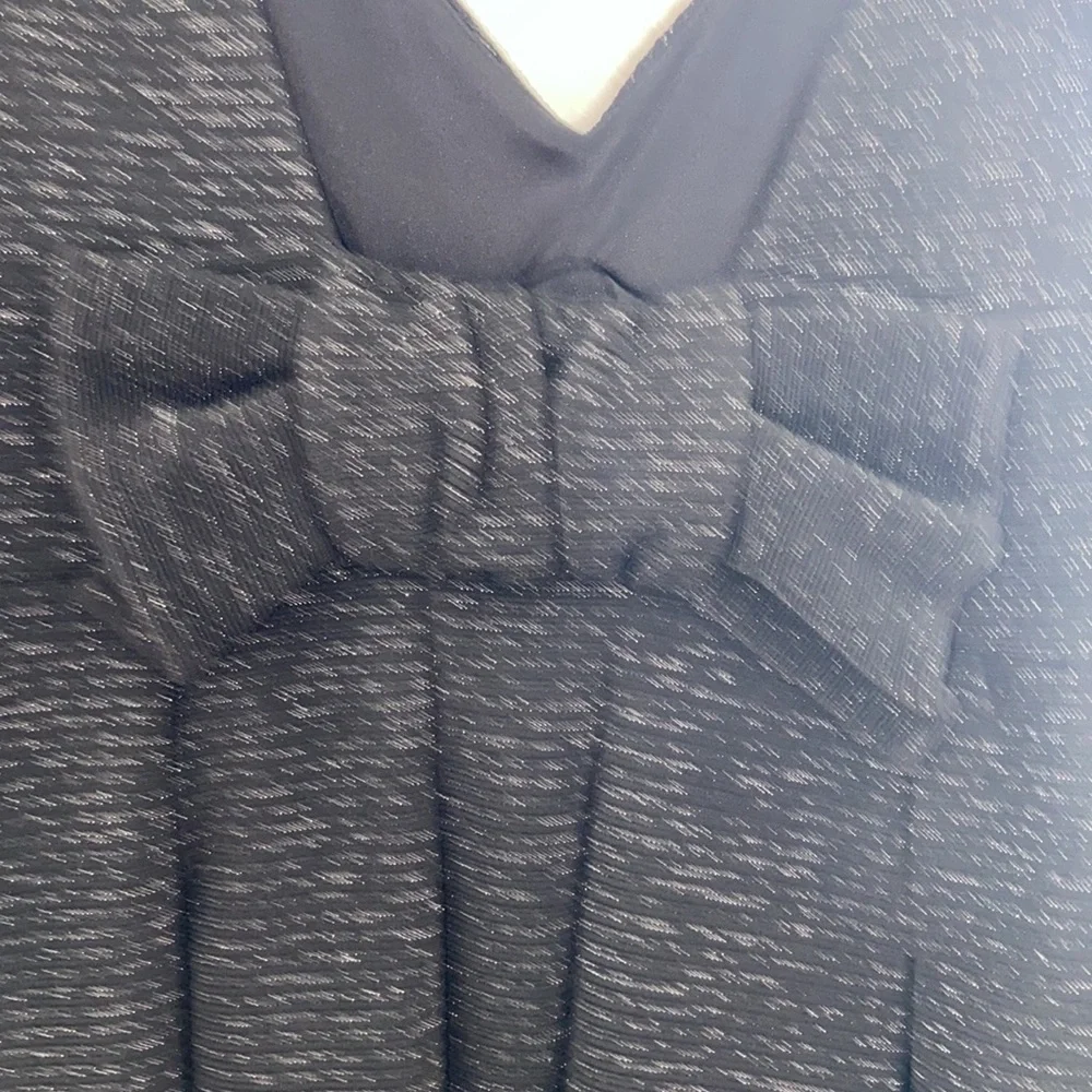 Betsey Johnson Black & Silver Fit & Flare Dress w/ Bow on Back - Picture 7 of 8